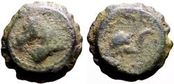 Ancient Coins - Demetrios I Soter AE15 Serrate. Horse head / Elephant head