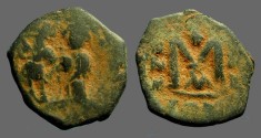 Ancient Coins - Heraclius & H. Constantine AE23 foliis. Constantinople.