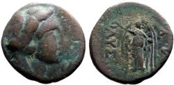 Ancient Coins - Lysimachia, Thrace AE17 Herakles in lion scalp / Nike