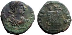Ancient Coins - Valentinian II AE12 Campgate.  Thessalonica