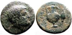 Ancient Coins - Aeolis, Larissa Phrikonis AE21 Bearded Male / Amphora