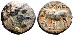 Ancient Coins - Seleukos II Kallinikos AE15.5 Apollo / Bull standing