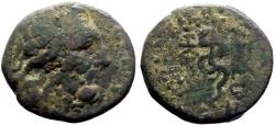 Ancient Coins - Mysia, Pergamon AE16 Asklepios / Staff entwined w. serpent