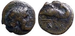 Ancient Coins - Mysia, Priapos AE9.5 Apollo / Crayfish