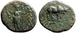 Ancient Coins - Lydia, Tralles AE16 Zeus w. Nike / Bull