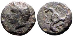 Ancient Coins - Lycian Dynasts. Perikles AE12.5 Horned Pan / Triskeles