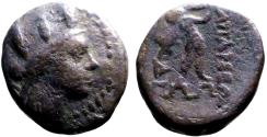 Ancient Coins - Phrygia, Apameia AE16 Turreted Tyche / Marsyas playing aulos