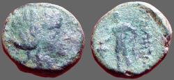 Ancient Coins - Maroneia, Thrace AE17 Dionysos / Dionysos stg w. grapes & narthex