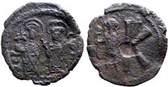Ancient Coins - Justin II & Sophia AE23.5 Half Follis. Cherson