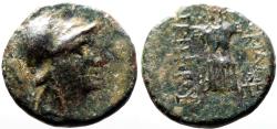 Ancient Coins - Mysia, Pergamon AE18 / Hd of Athena / Trophy of Armor