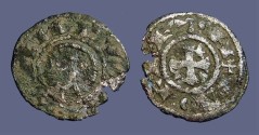 World Coins - Alfonso VIII 17mm billon denaro. bust left / Cross w. stars.