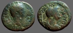 Ancient Coins - Domitian & Domitia AE18 Thessaly