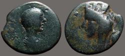 Ancient Coins - Diadumenian AE22 Edessa, Mesopotamia. veiled & turreted City Goddess