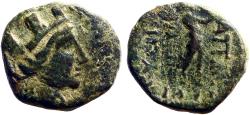 Ancient Coins - Phrygia, Apameia AE16 Turreted Tyche / Marsyas playing aulos