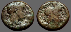 Ancient Coins - Hadrian Æ22  Judaea, Caesaraea Maritima.  Sarapis
