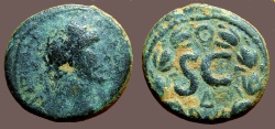 Ancient Coins - Antoninus Pius AE22 Antioch on Orontes. SC within wreath. Δ below.