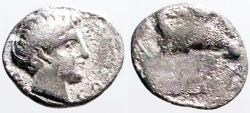 Ancient Coins - Troas, Kebren AR8 Obol. Apollo / Ram