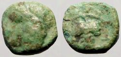 Ancient Coins - Thrace, Maroneia.AE10. Head left /  Grape bunch on tendril.