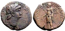 Ancient Coins - Nero AE19 Phrygia, Prymnessus. Dikaiosyne w. scales & grain
