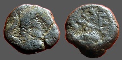 Ancient Coins - Leo I AE4 (9mm) Nummus. Monogram. Constantinople