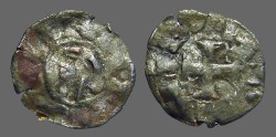World Coins - Alfonso I 17mm billon denaro. bust left / Cross w. stars.