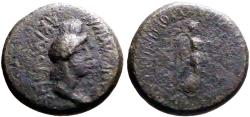 Ancient Coins - Akmoneia, Phrygia AE15.5 turreted Roma / Nike
