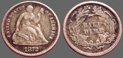 Us Coins - United States 1/2 dime 1872. Seated Liberty