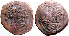 Ancient Coins - Heraclius & Heraclius Constantine AE32 Follis. Constantinople
