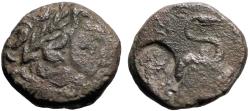 Ancient Coins - Mysia, Pergamon AE17 Asklepios / Serpent coiled on omphalos.  Owl
