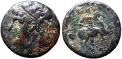 Ancient Coins - Syracuse, Sicily. Hieron II AE26 Hemilitron  Warrior on horseback