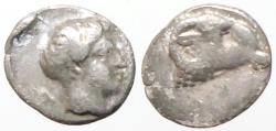 Ancient Coins - Troas, Kebren AR7 Obol. Apollo / Ram