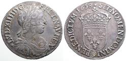 World Coins - France. Louis XIV AR32 1/2 Écu with long wick. 1658