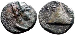 Ancient Coins - Cappadocia, Caesarea-Eusebia. Time of Trajan.  AE13 Tyche / Pyramid