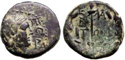 Ancient Coins - Aeolis. Elaea. Pseudo-autonomous AE14 Demeter / Torch in wreath of grain ears