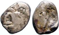 Ancient Coins - Achaemenid Kings of Persia.AR Siglos.  Persian king w. bow & spear / Incuse punch
