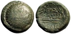 Ancient Coins - Lydia, Philadelphia AE14 Macedonian shield / Thunderbolt in wreath