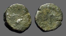 Ancient Coins - Leo I AE4 nummus / Monogram of Leo in wreath.  mint error