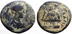 Ancient Coins - Severus Alexander AE26 Cappadocia, Caesarea. Mount Argaeus placed on inscribed table