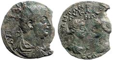 Ancient Coins - Valerian I AE32 Cilicia, Seleucia ad Calycadnum. Apollo & Artemis Tyche