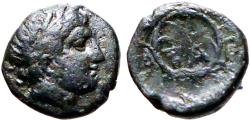 Ancient Coins - Mysia, Atarneos AE9.5 Apollo / A - TA within wreath
