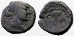 Ancient Coins - Macedon. Thessalonica. AE20 Dionysos / Grape cluster