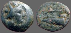 Ancient Coins - Phoenicia, Arados AE17 Turreted Tyche / Galley w. Athena