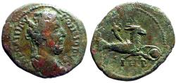 Ancient Coins - Commodus AE23 Zodiac Capricorn holds globe.  Parium, Mysia