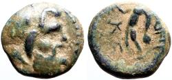 Ancient Coins - Lycaonia. Eikonion AE14 Zeus / Perseus w. head of Medusa