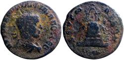 Ancient Coins - Philip I AE28 Commagene, Zeugma. Tetrastyle temple with statue of Zeus