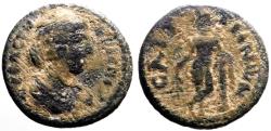 Ancient Coins - Crispina AE17  Saitta, Lydia.  Apollo leaning on column