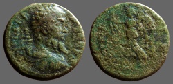 Ancient Coins - Septimius Severus AE25. Thrace.  Victory adv left w. palm & wreath