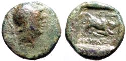 Ancient Coins - Phrygia, Kibyra AE12 Bull butting right