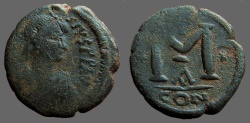 Ancient Coins - Anastasius AE22 small module Follis, Constantinople.  Officiana A