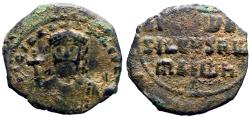 Ancient Coins - Romanus I AE23 Follis. Romanus w. transverse labarum and globus cruciger
